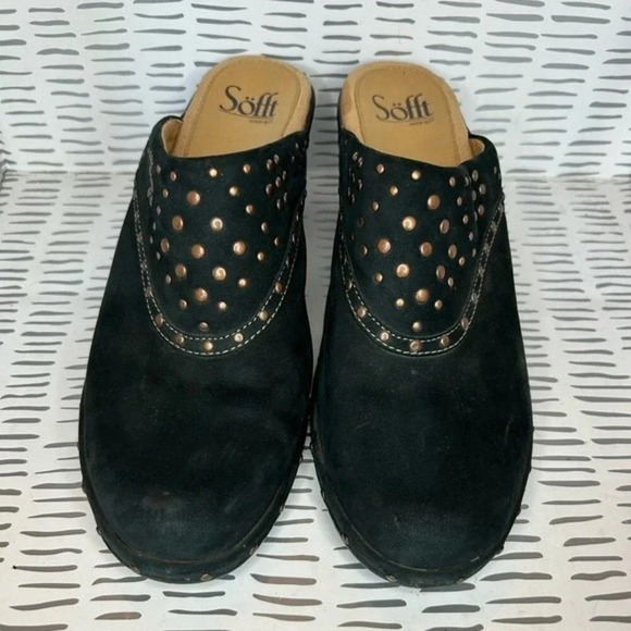 Sofft Suede Leather Studded Slip on Mules Clogs Size 8.5 - Picture 3 of 6